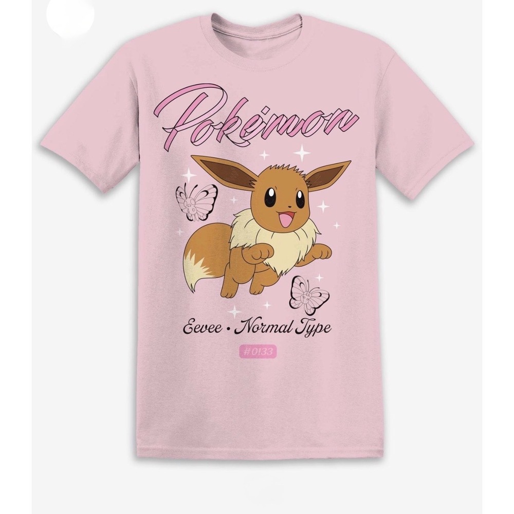 Pokemon Eevee Butterfly T-Shirt NWT Women XL Pink  Graphic Tee Hot Topic